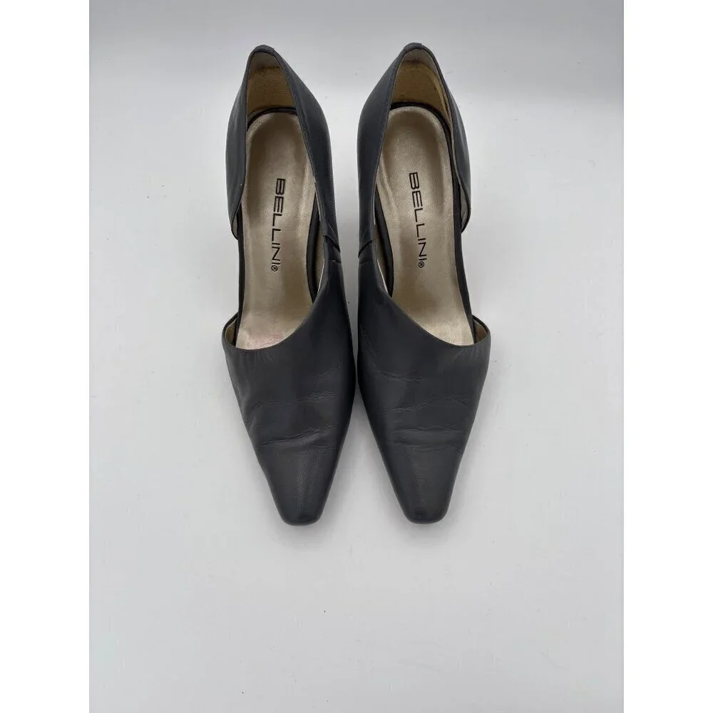 Bellini Womens Leather Heels Size 7 Gray